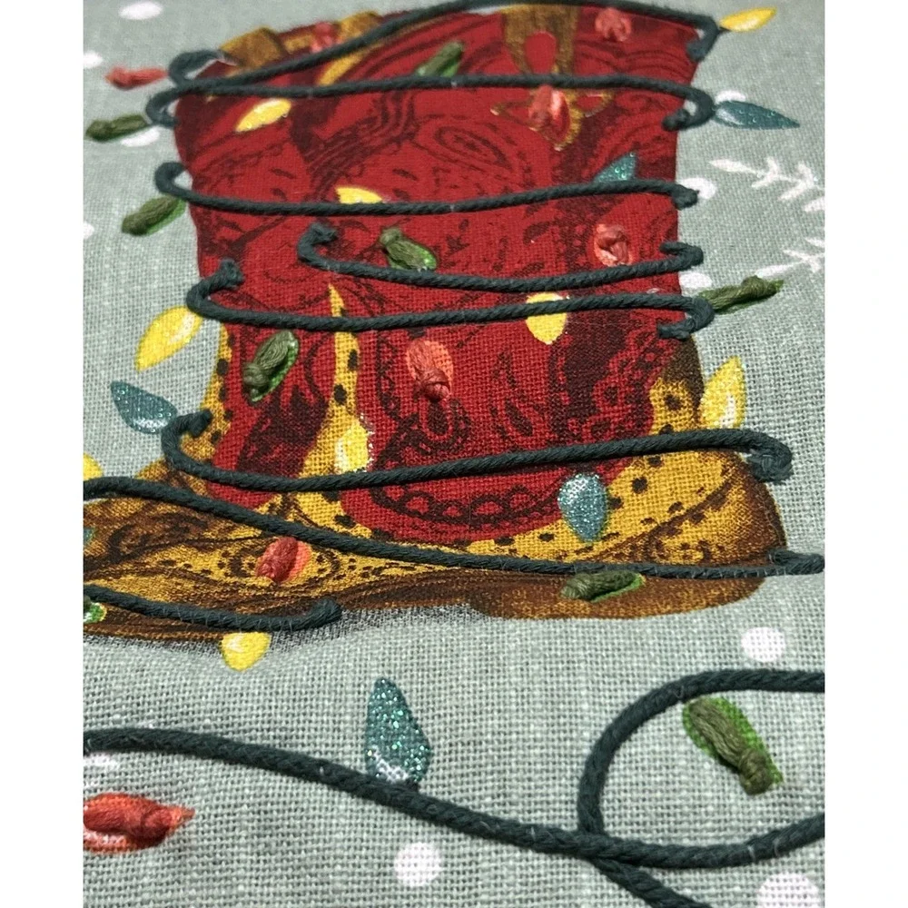 Pioneer Woman Decorative Throw Pillow Holiday Boot Painted Sparkly No INSERT